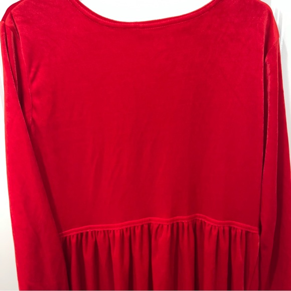 Studio Ease Ladies Women’s Red Velvet Long Sleeve Empire Waist Dress size L - Picture 4 of 5